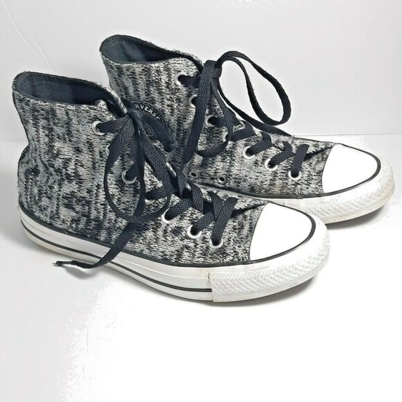 Converse High Hi Top Sneakers Shoes Gray Black Space Dye Knit Womens 6 Mens 4 - Picture 2 of 12
